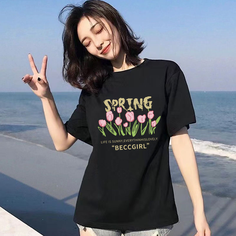 冰丝短袖情侣款上衣服百搭字母休闲帅气体恤衫男女同款潮2025爆款