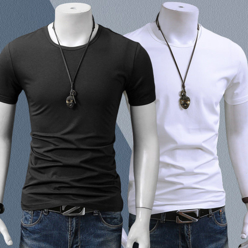 中年修身衣夏季冰丝莫代尔短袖T恤男士薄款无痕运动速干透气圆领