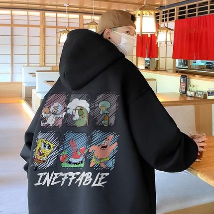 卫衣男青少年春秋冬季款美式连帽加厚加绒外套初高中学生帅气潮牌