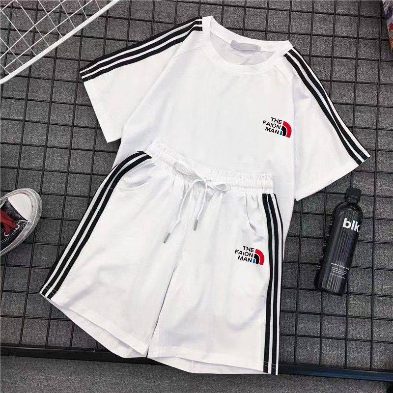 夏季短袖套装韩版学院风休闲宽松T恤五分裤情侣运动服两件套男12