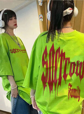 上衣women clothes2025新款精梳棉重工烫钻字母印花款宽松短袖T恤