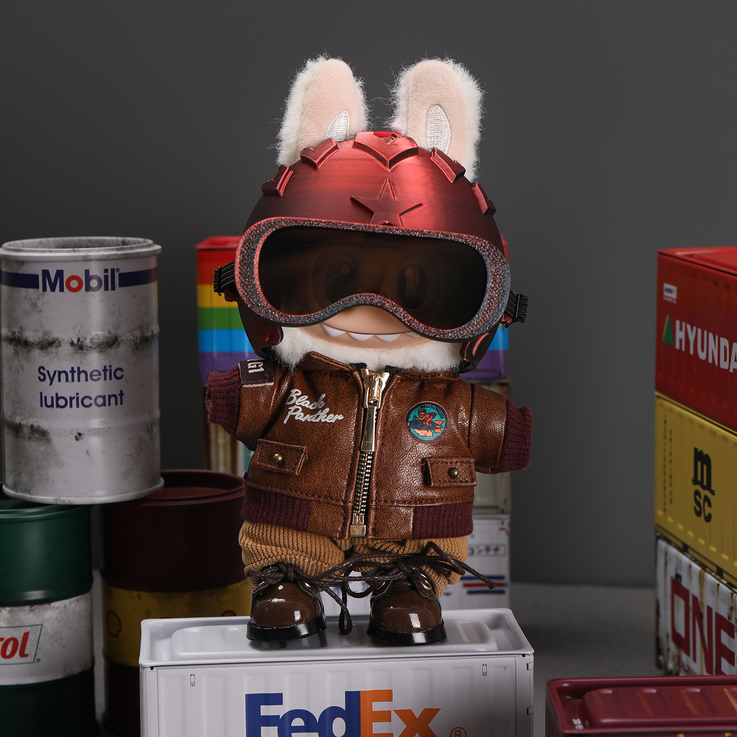 仅娃衣/复古飞行员套装皮夹克套装衣服拉布布labubu娃衣一二三代