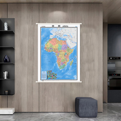 2024非洲地图挂图 1.17米x0.86米 大张非洲地图 亚膜无拼接整张 旅游资源 行政区划 标准地名 中英文对照地图 商务办公室挂图