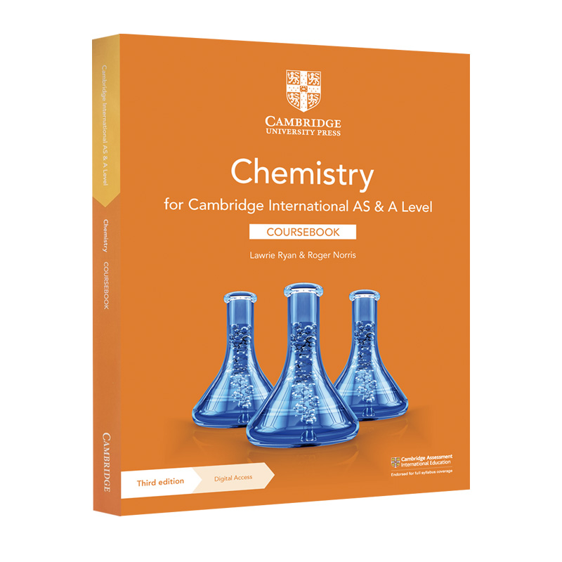 第三版剑桥国际英语课程ALEVEL化学教材2022年考试大纲Cambridge International AS A Level Chemistry Coursebook 9781108863193