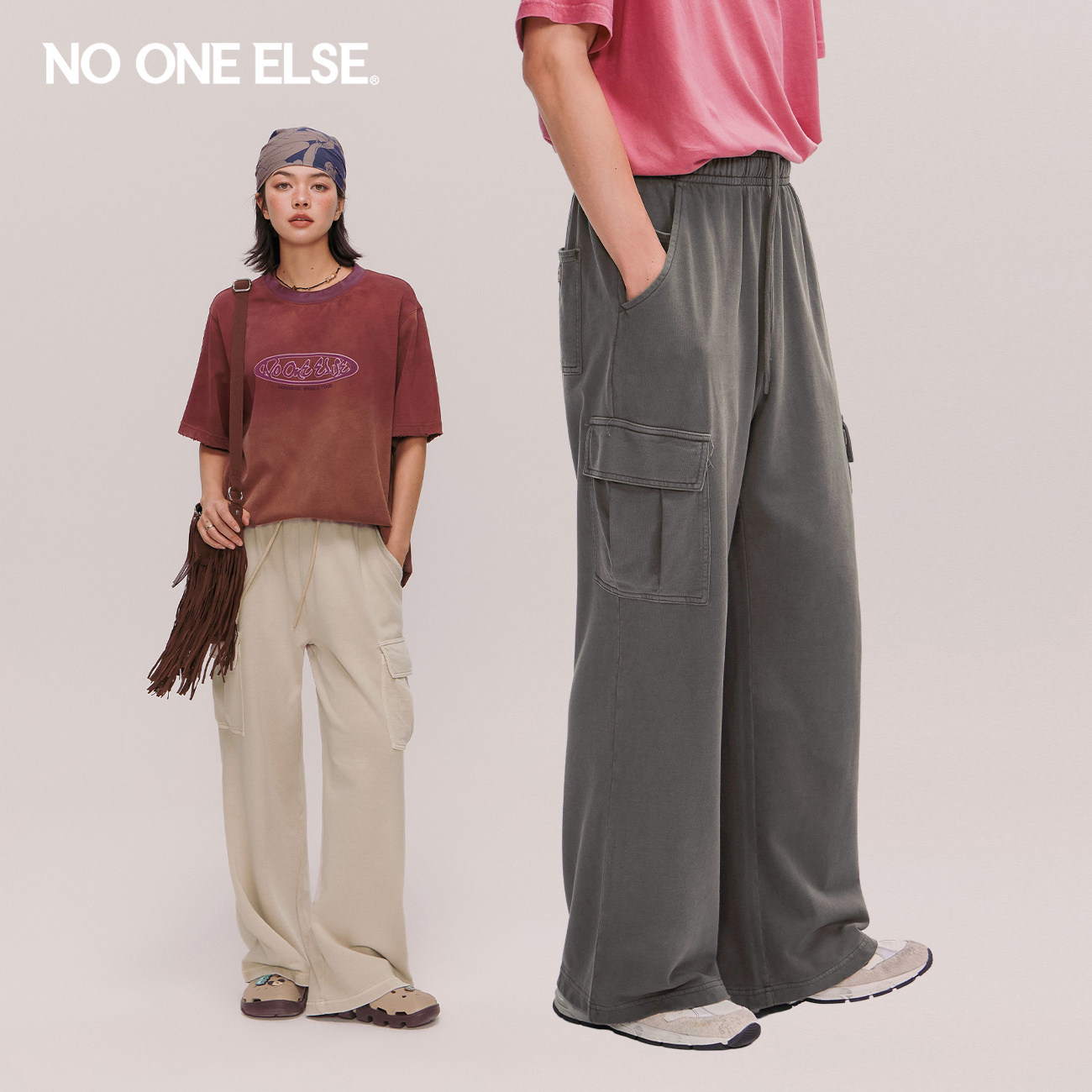 NOONEELSE抽绳口袋阔腿休闲裤图片