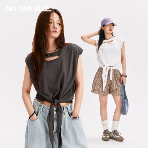 NOONEELSE系带镂空背心