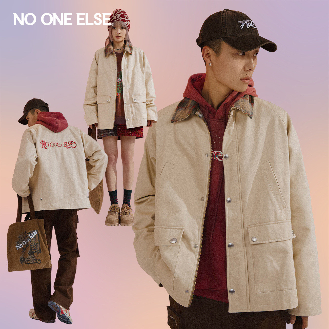 毛呢拼接翻领外套nooneelse图片