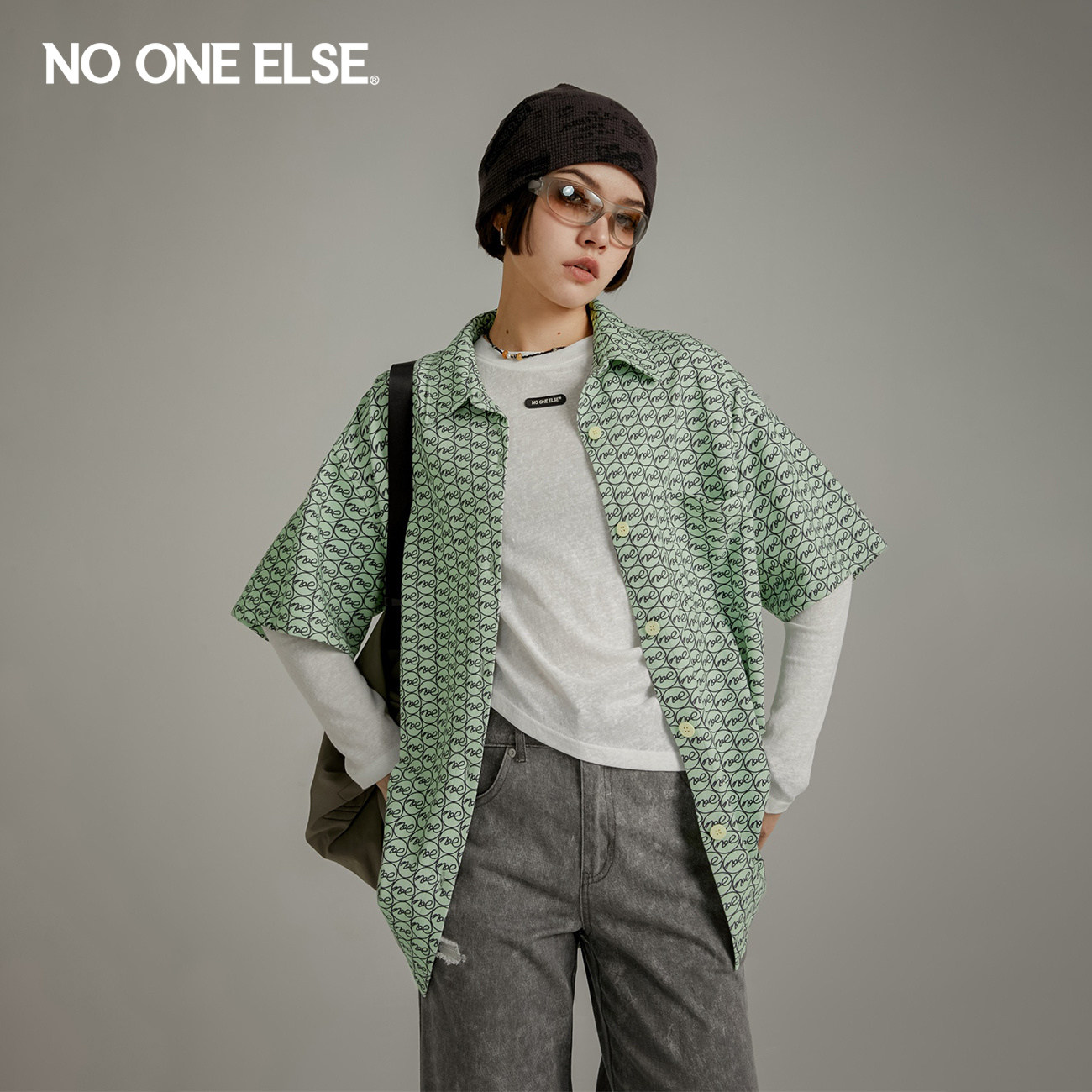 短袖衬衫nooneelse满印图片