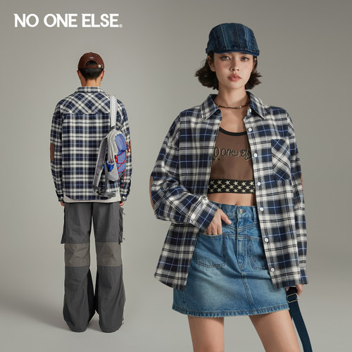 长袖衬衫nooneelse格子