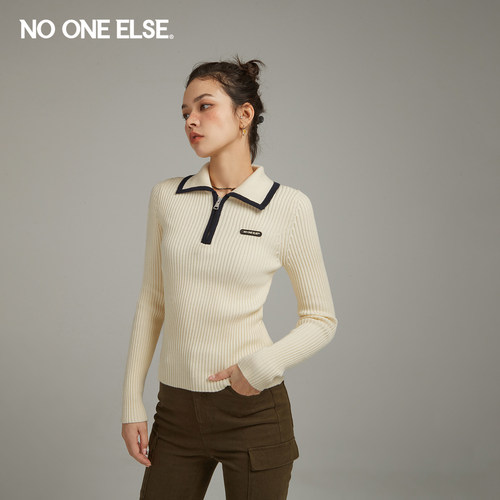 撞色拼接针织衫nooneelse