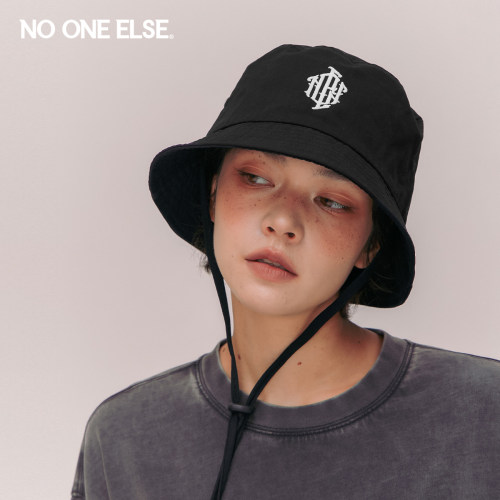 NO ONE ELSE字母绣花渔夫帽男女款2026春秋新品户外工装水桶帽子