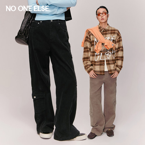 NOONEELSE口袋阔腿休闲裤