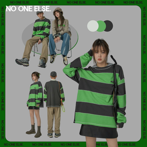 NOONEELSE条纹宽松卫衣