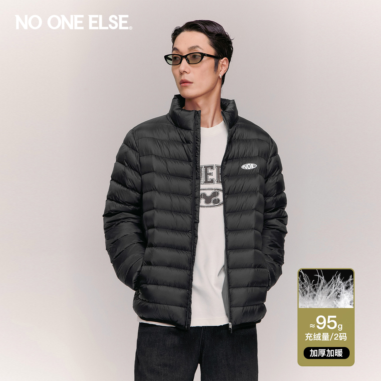 【反季清仓】NO ONE ELSE字母90鸭绒排骨羽绒服男女冬季保暖外套