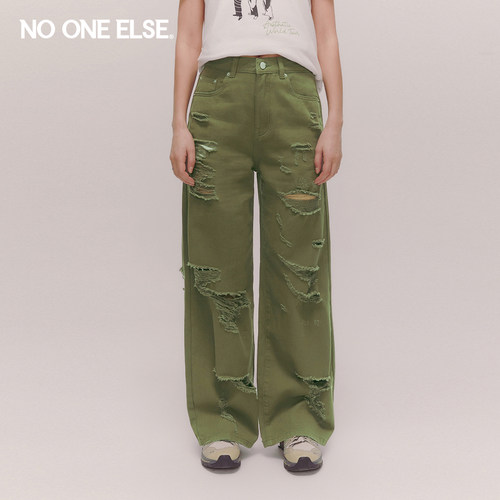 NOONEELSE破洞阔腿休闲裤