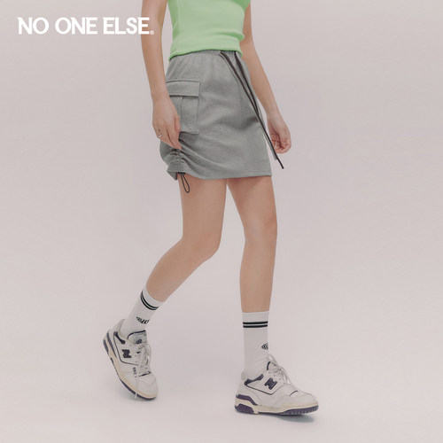 NO ONE ELSE高腰抽绳口袋半身裙女士2026夏季新款运动风a字短裙子