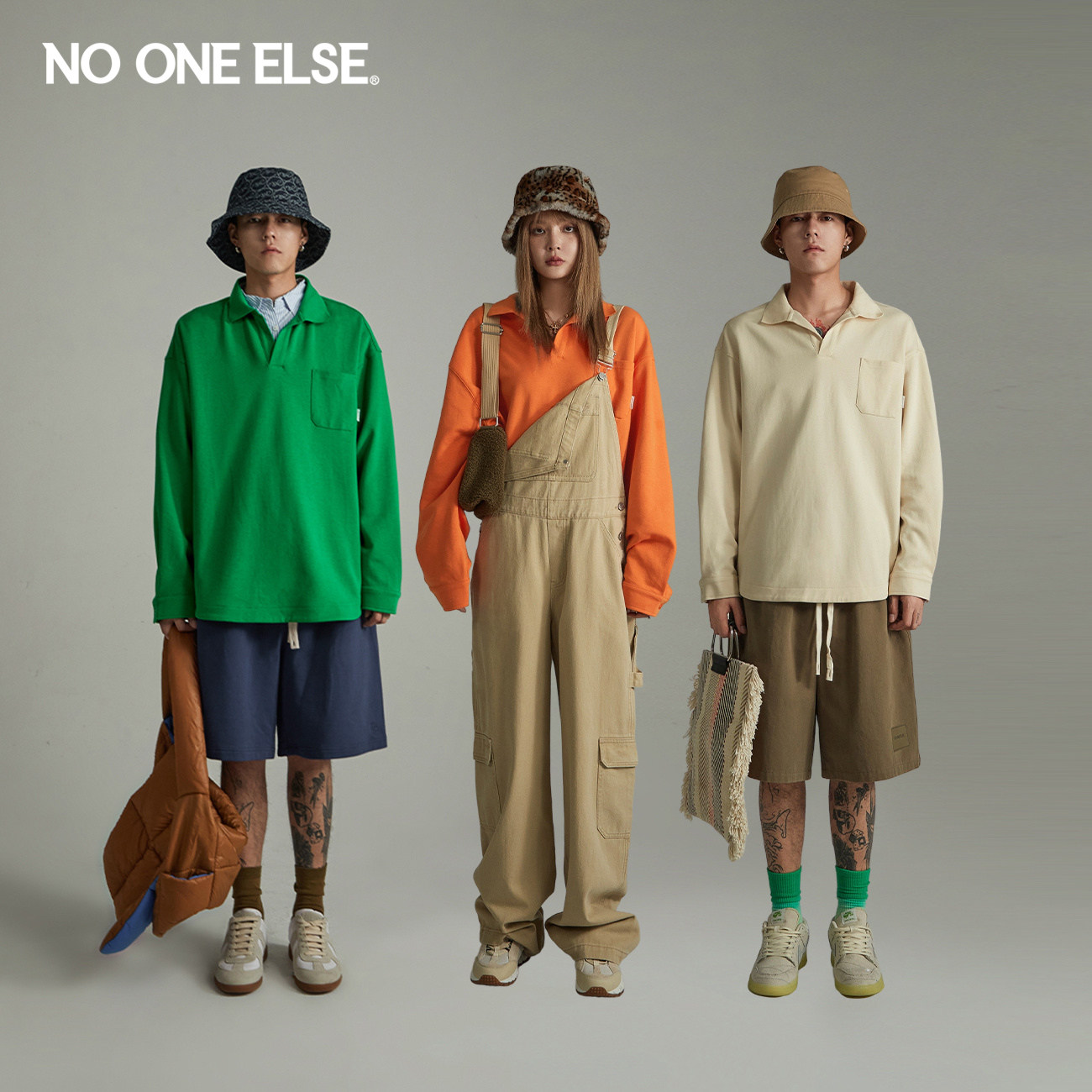 NO ONE ELSE【7系列】翻领T恤无性别男女同款2026秋新品宽松上衣