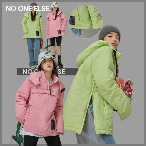网红连帽女冬宽松外套套头棉服
