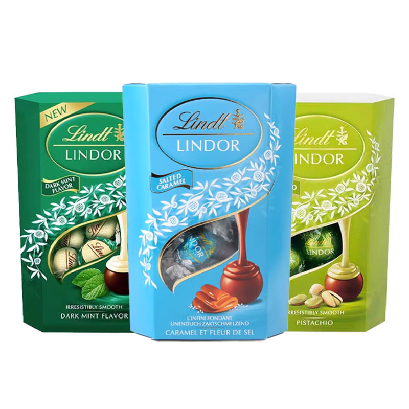 Lindt瑞士莲软心球巧克力200g进口牛奶黑巧草莓网红儿童零食礼物