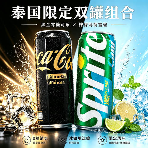泰国进口可口可乐黑金无糖雪碧