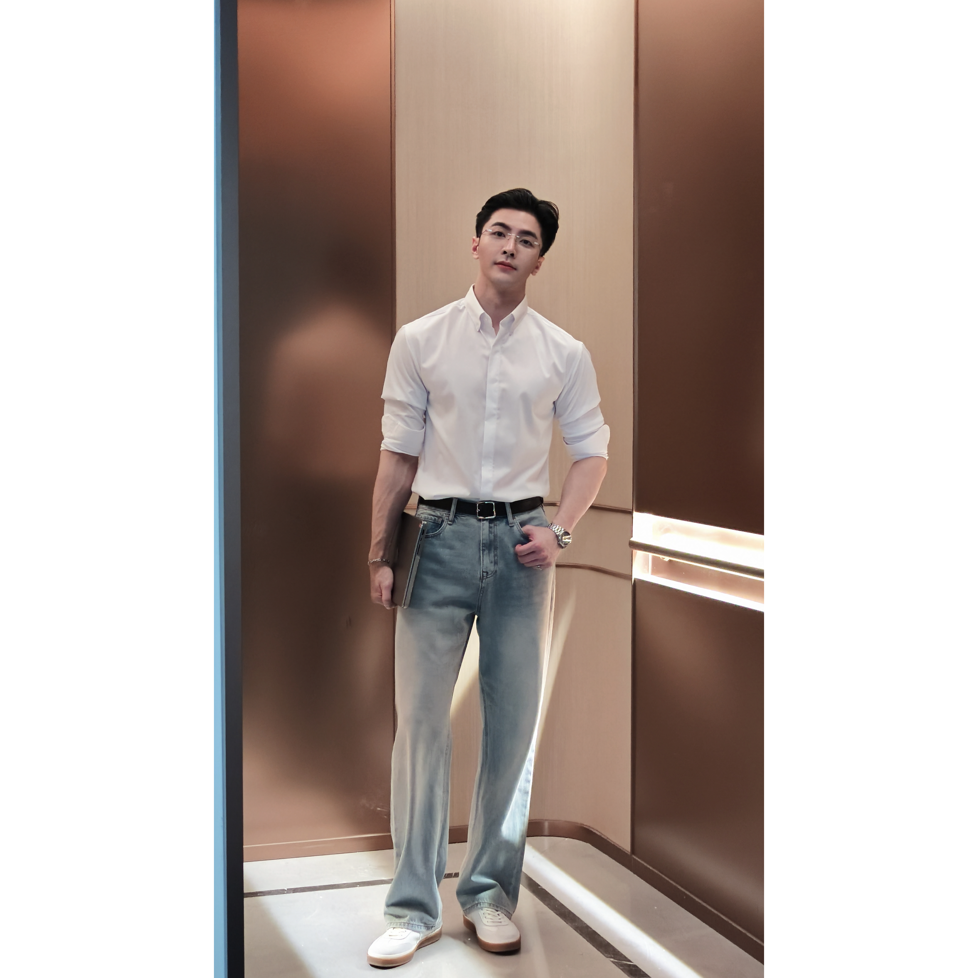 HZ甄选|12盎司重磅复古水洗美式中高腰男士直筒休闲牛仔裤长裤
