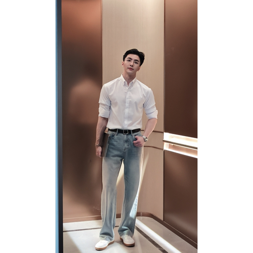 HZ甄选｜12盎司重磅复古水洗美式中高腰男士直筒休闲牛仔裤长裤