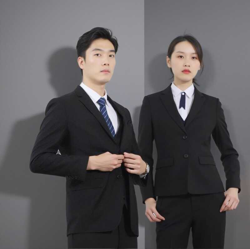 男女职业面试西装套装黑色藏青色修身正装西服单品