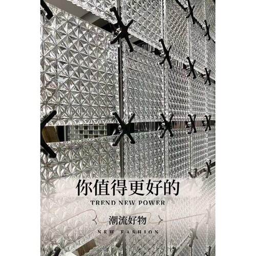 玻璃砖隔断墙水晶挂片屏风网红水晶砖透明超白冰纹实心砖玄关隔断
