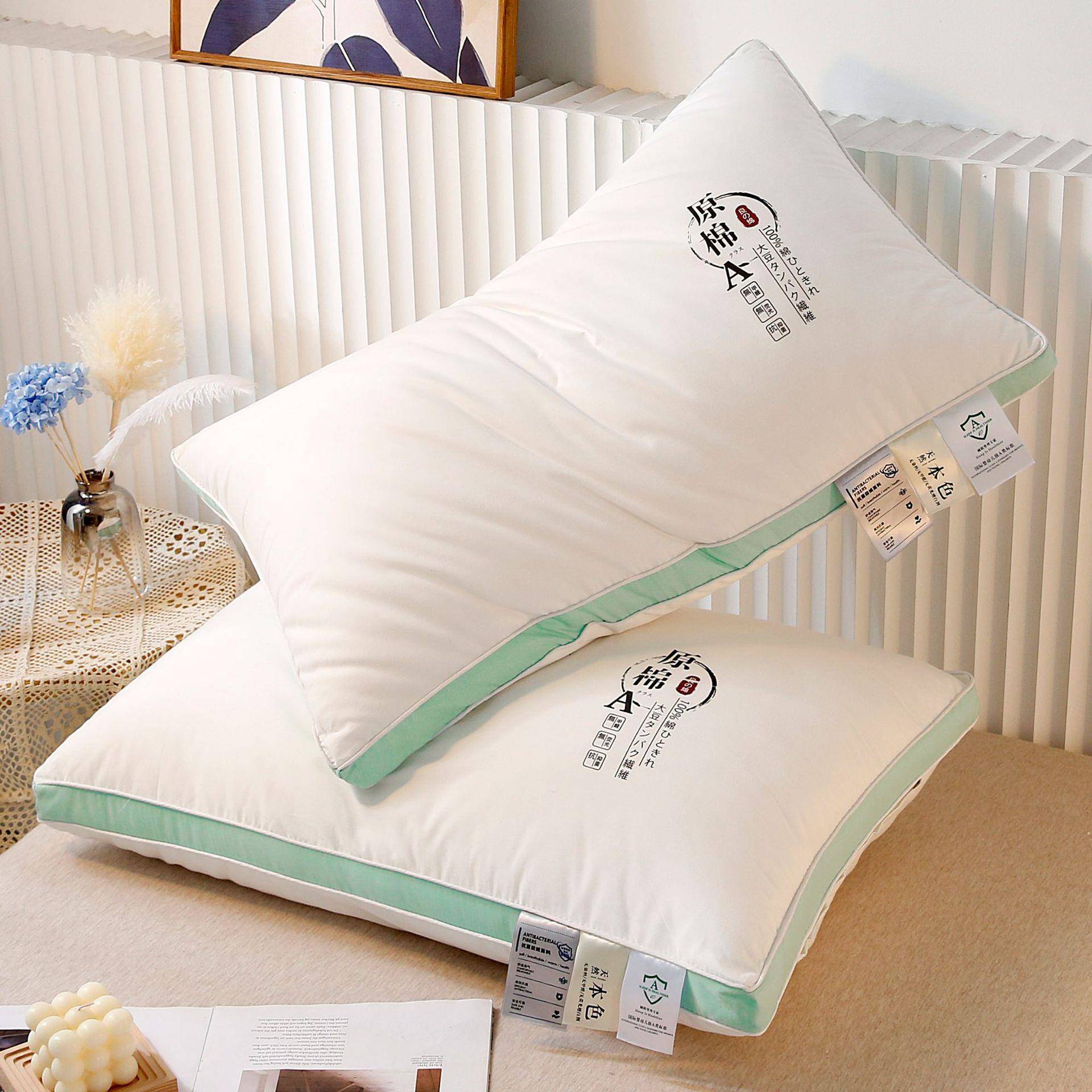 豆新款A60006原类原头棉枕芯立体枕头棉双边大枕学生枕枕芯