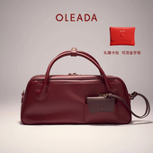 OLEADA小号灯塔保龄球包新款 牛皮女包原创高级通勤手提单肩斜挎包