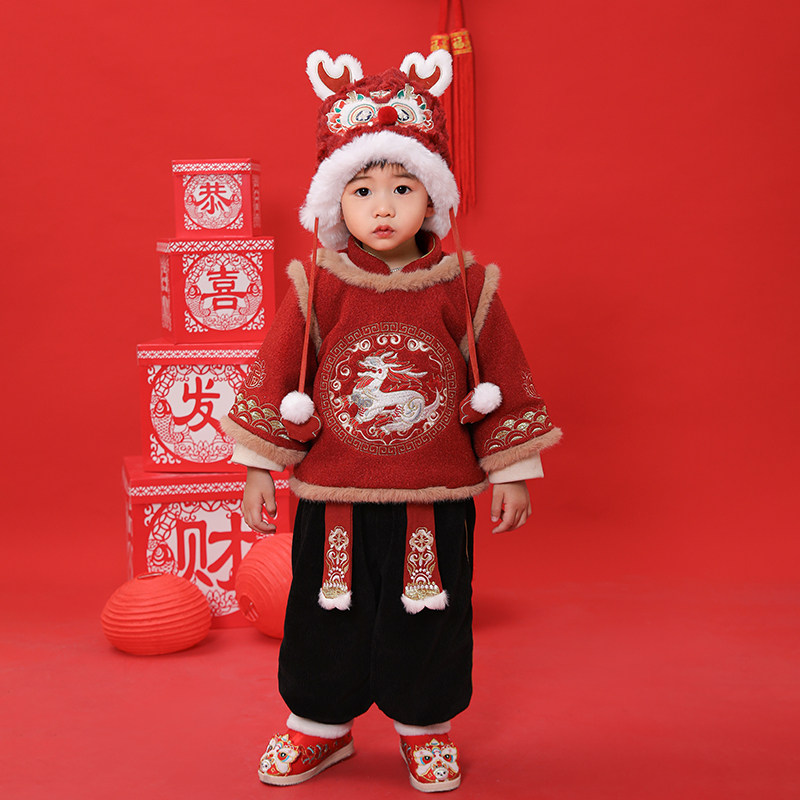 男童拜年服冬装儿童汉服2026新款女童红色喜庆过年套装中国风唐装,童装/婴儿装/亲子装,唐装,淘宝优惠券,粉丝福利购,淘宝优惠卷