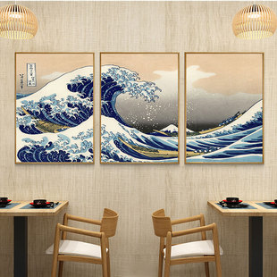 葛饰北斋神奈川冲浪里挂画日式装饰画日本浮世绘刺青室纹身店壁画
