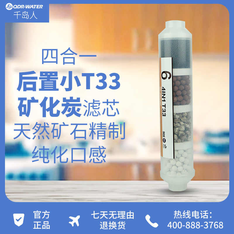 千岛人净水器t33后置活性炭滤芯4合1矿化改善出水口X感净水机耗材