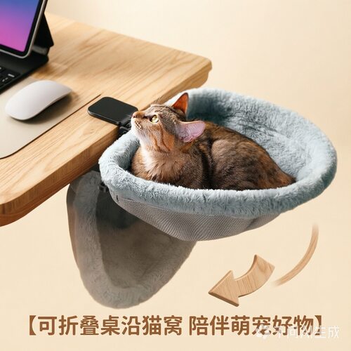 宠物窝猫桌床桌巢猫床爆款猫床猫吊床书桌猫窝床折叠电脑桌猫窝