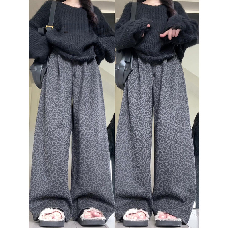 加绒加厚阔腿裤女秋冬2025年新款复古显瘦美式西装慵懒宽松休闲裤