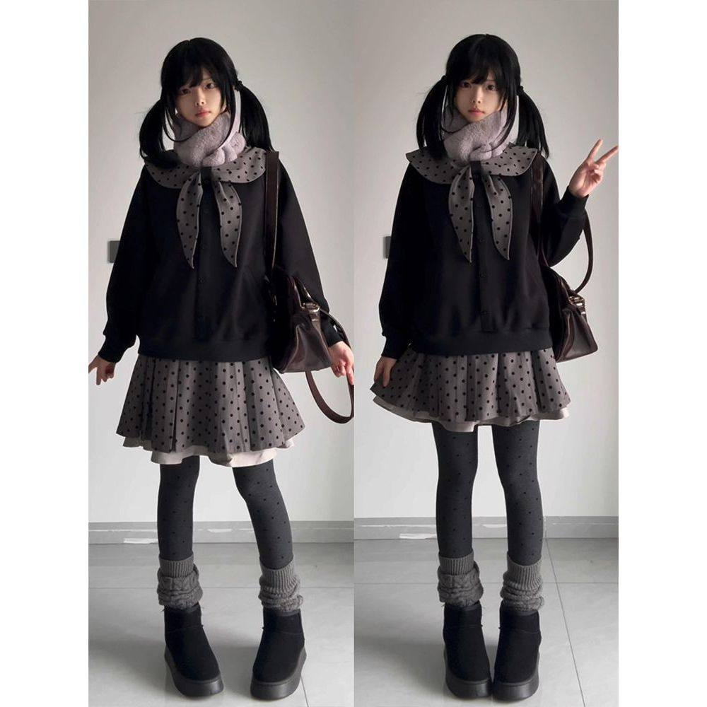 波点卫衣和半身裙套装女日系秋季百搭休闲两件套,女装/女士精品,时尚套装,淘宝优惠券,粉丝福利购,淘宝优惠卷