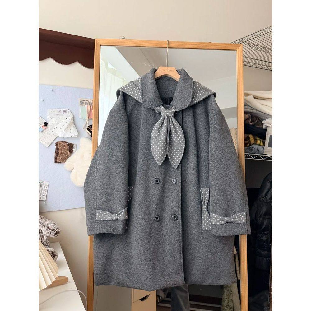星结海灰 艺术家 翻领双排扣毛呢灰色大衣女冬中长款呢子外套,女装/女士精品,时尚套装,淘宝优惠券,粉丝福利购,淘宝优惠卷