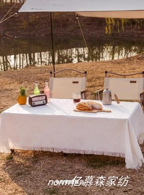 白色ins风露营野餐垫防潮垫小红书加厚野餐布地垫子户外桌布台布