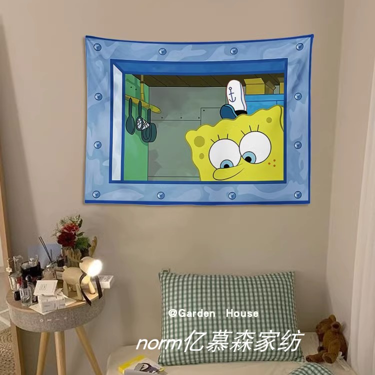 海绵宝宝卡通挂布卧室墙面装饰