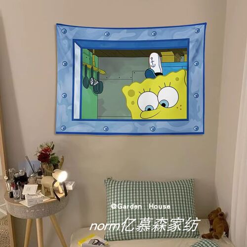 海绵宝宝卡通挂布卧室墙面装饰