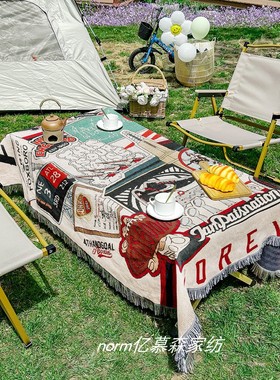 桌布美式棉麻桌布茶几桌布艺户外艺术布料桌布高级桌布长方形露营
