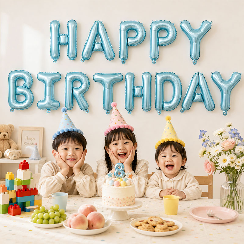 铝膜气球儿童派对场景装饰品happy birthday生日快乐英文字母布置