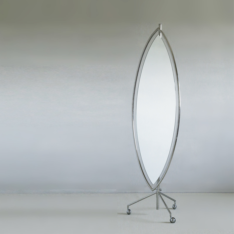 不锈钢落地镜冲浪板复古带轮子