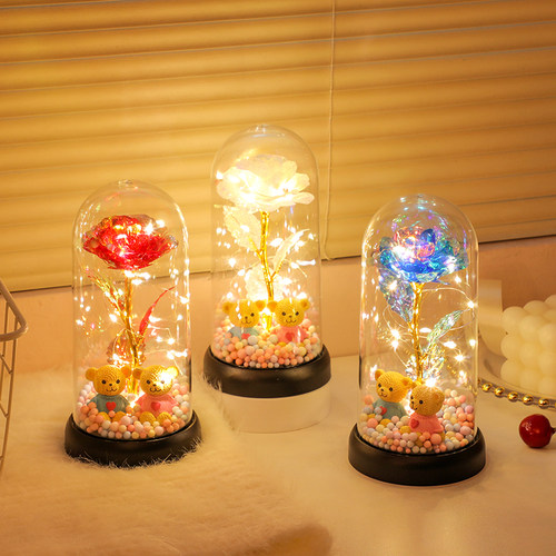 生日礼物女生送女孩闺蜜儿童女友永生花玫瑰花束小夜灯实用跨新年