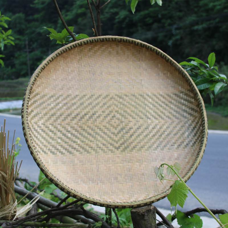 特惠经济手工竹编簸箕竹制品乡村农家无孔竹筛晒干货茶叶竹匾免邮
