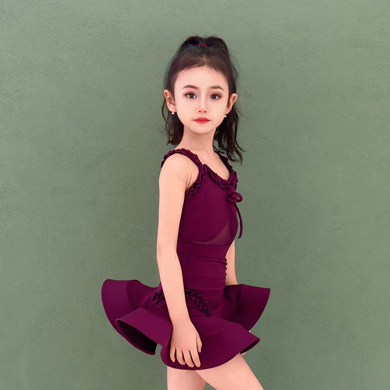 舞姿2025新款春夏拉丁舞服女童高端练习服练功服少儿拉丁舞舞蹈服