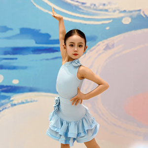 舞姿2025新款春夏拉丁舞服女童高端练习服练功服少儿拉丁舞舞蹈服