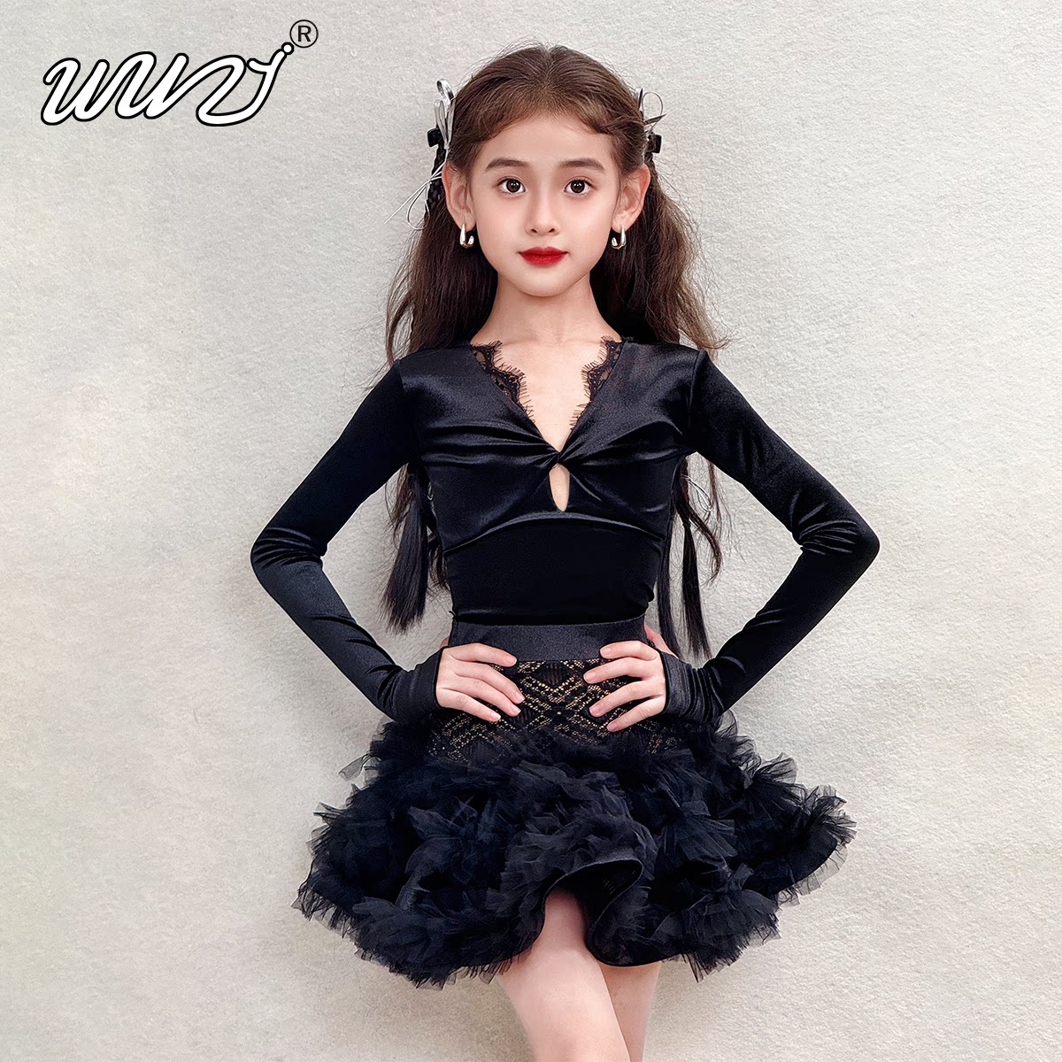 舞姿少儿拉丁舞服2026新款女童秋冬练功服高级拉丁舞演出舞蹈服
