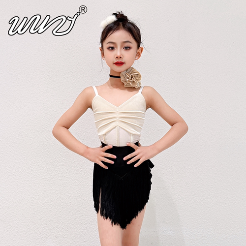 舞姿女童拉丁舞服新款女童演出服练功服高级小香风拉丁舞练习服