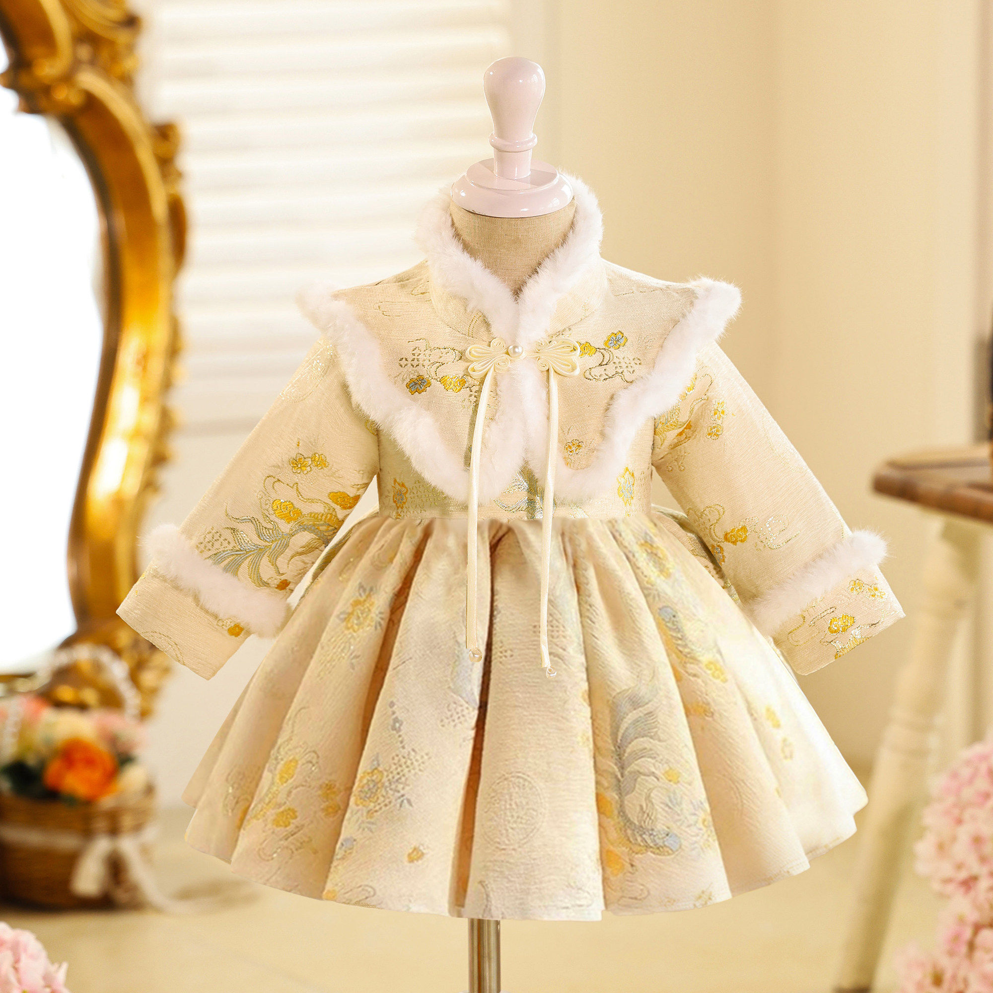 周岁礼服女宝宝冬装加厚婴儿拜年服生日抓周中式唐装喜庆过年衣服